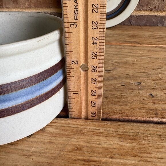 Otagiri HORIZON Speckled Stoneware Soup Mug and Saucer Brown/Blue Bands Japan - Picture 12 of 13